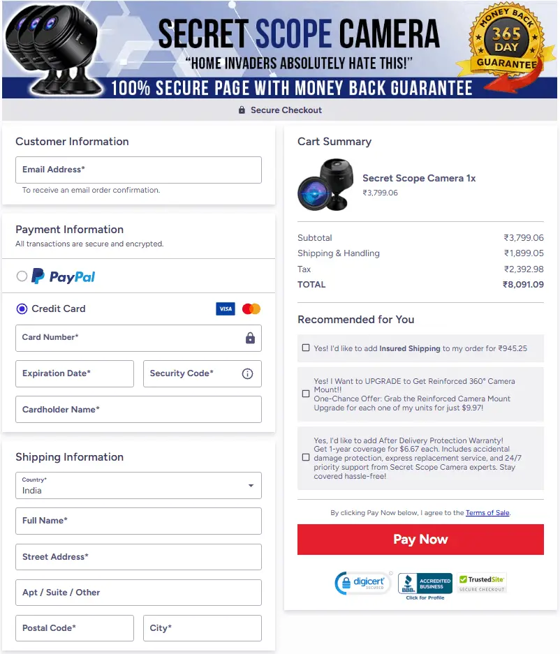 Secret Scope CheckOut Page